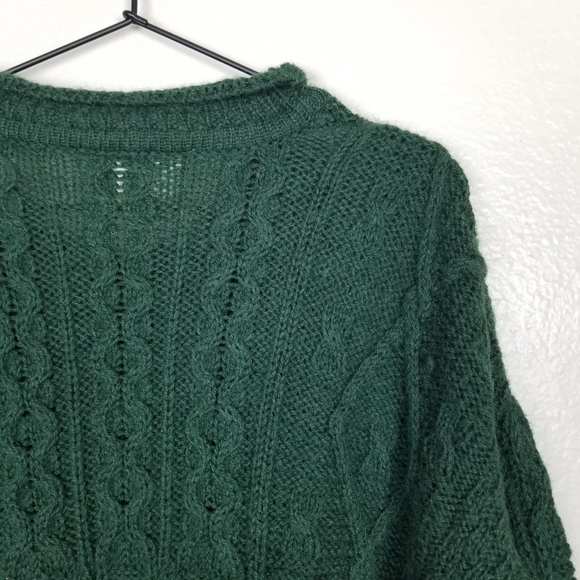 Cattaig Donn Cable Knit Wool Dress Made in Ireland Green M - Picture 6 of 8